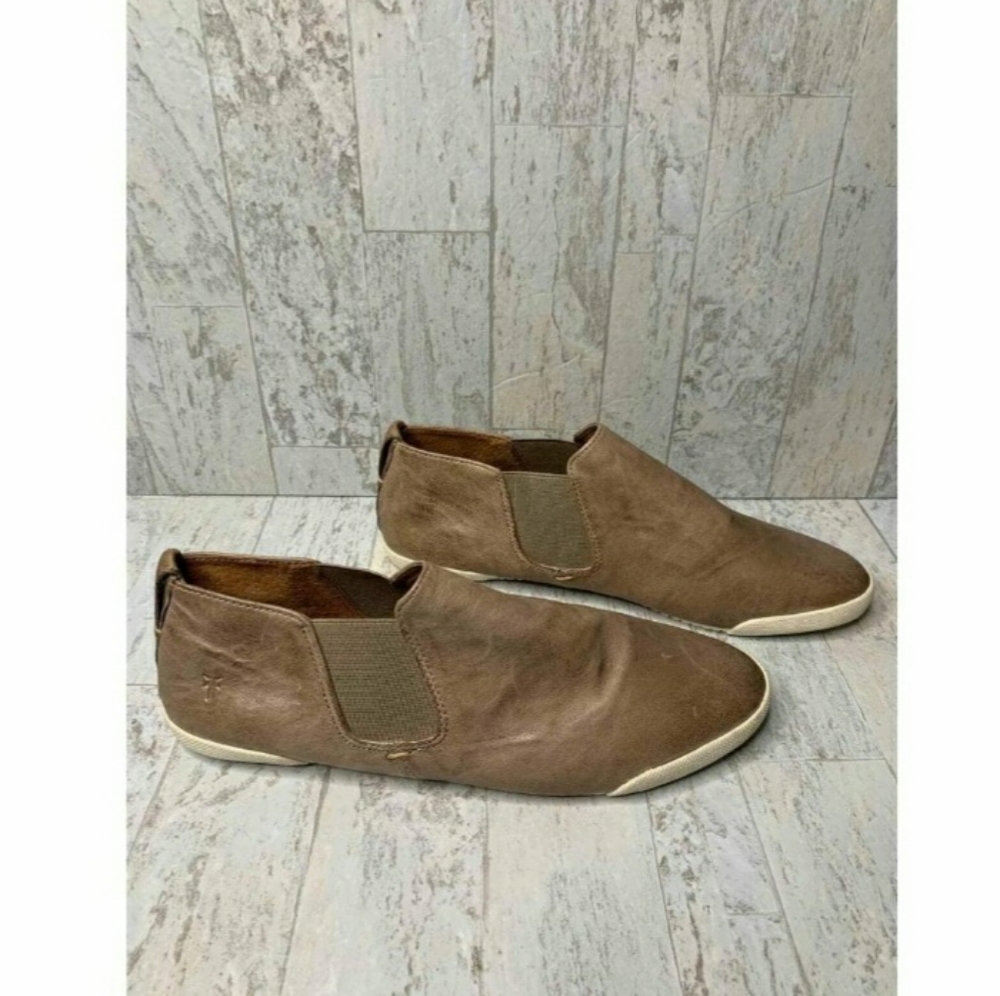 Frye Chelsea Beige Leather Slip On Booties Sz 11M